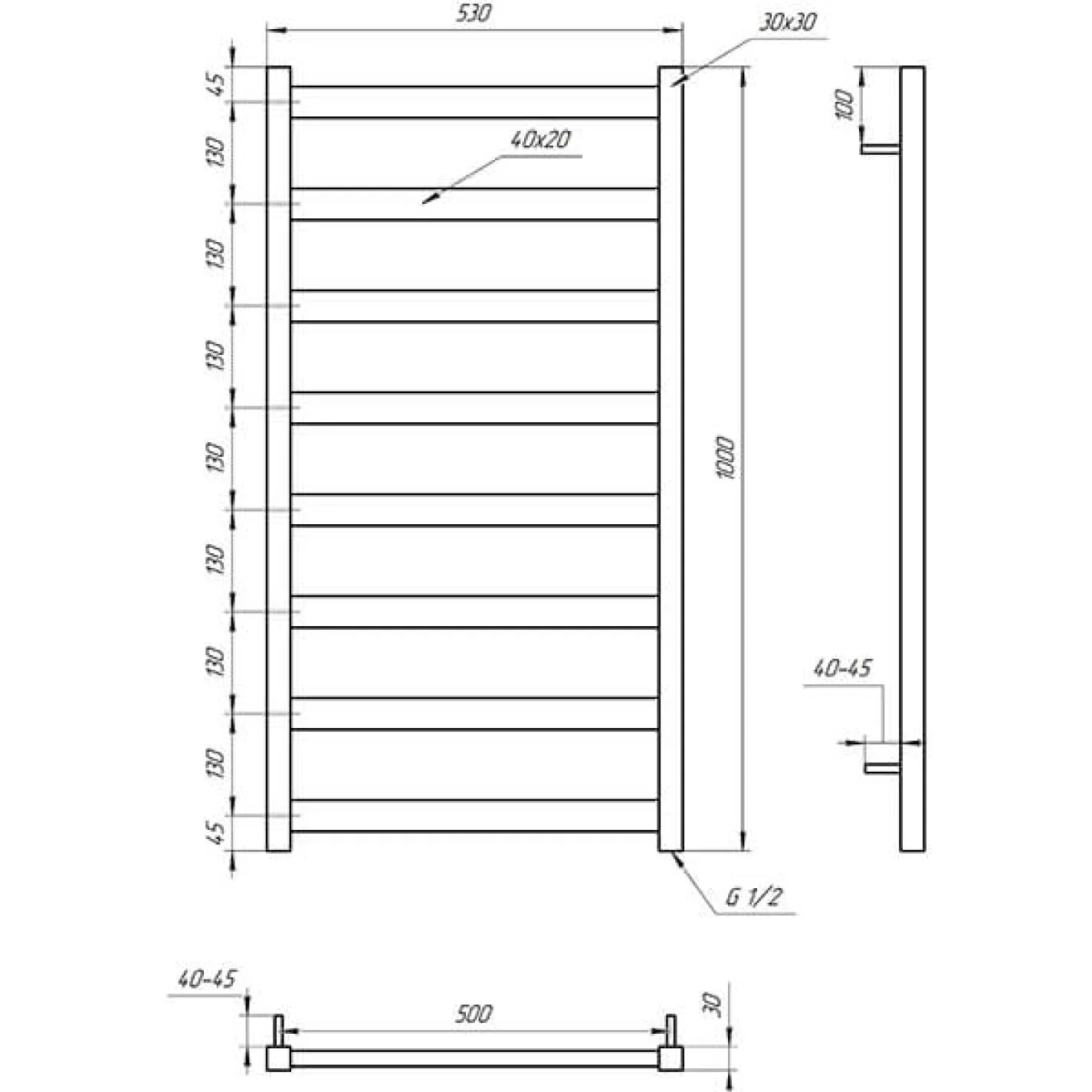 Електрична рушникосушка Genesis Aqua Maxi 100x53 чорна - Фото 1